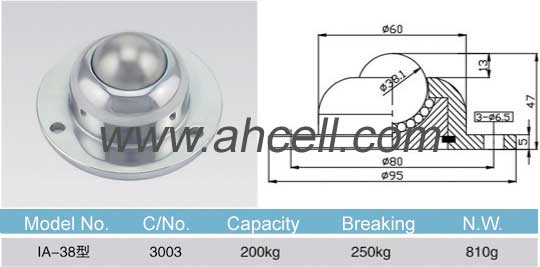 IA-38 bóng chuyển đơn vị, 200kg tải năng lực chuyển Ball, 38mm thép bóng đơn vị